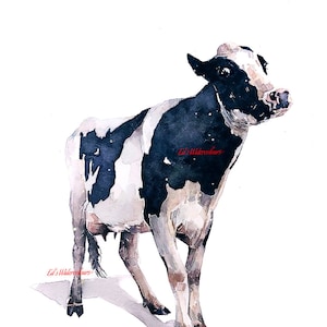 Holstein Friesian Cow &quot; Print Watercolour.Cow art, cow print,cow watercolour,cow painting,cow wall art,Friesian Cow watercolor,Friesian Cow