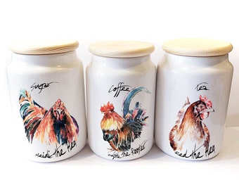 chicken tea coffee sugar canisters