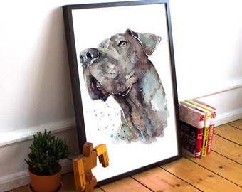 Great Dane Majestic " Print Watercolour.Great Dane, Great Dane Art, Great Dane Print,Great Dane wall hanging,Great Dane watercolour Print