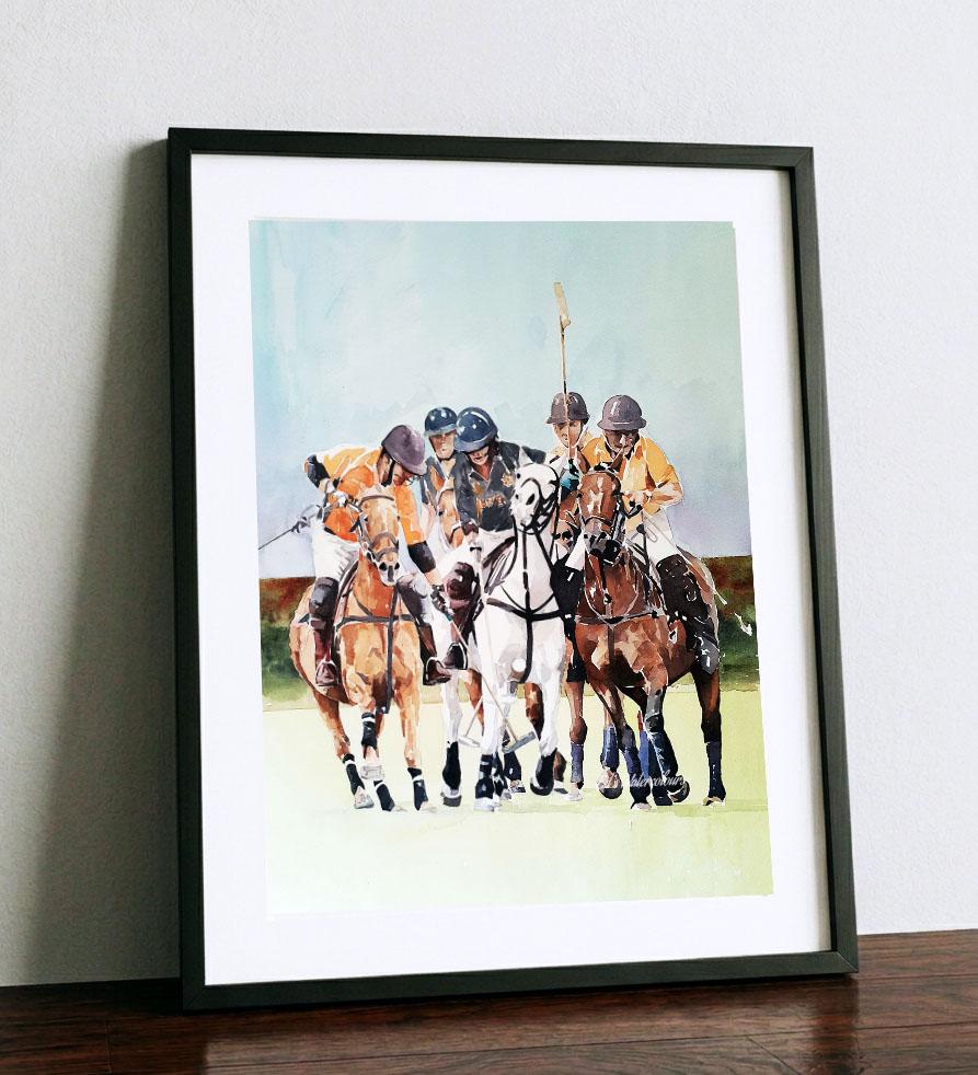 Polo Players | Watercolour Art Print | Horse Lover Gift