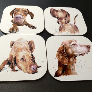 Vizsla cork backed  Coasters ( Set of 4) Vizsla gift ,Vizsla Coaster, Vizsla art on Coasters