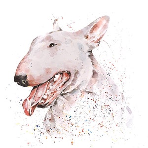 White Walker - Bull Terrier  Watercolour  Print.Bull Terrier art,Bull Terrier print,Bull Terrier watercolour,Bull Terrier wall art