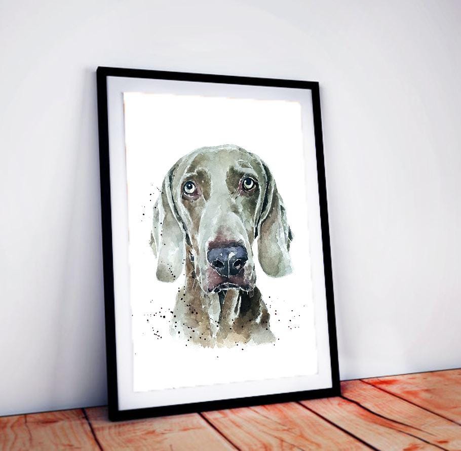 【美品】犬 絵画 ワイマラナー 額装 樹脂加工 アンティーク調 ワイマラナー I | 犬のアートプリント | Edswatercolours - Etsy 日本