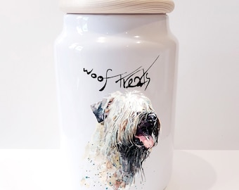 Wheaten Terrier Ceramic Treats Jar.Wheaten Terrier Canister, Wheaten Terrier jar.Wheaten Terrier Doggie treats container