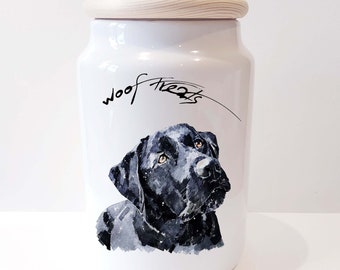 Black Labrador II Ceramic Treats Jar. Labrador canister,Labrador dog treats jar, Labrador Treats container,labrador snacks jar