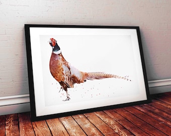 Ring Neck Pheasant Version II Watercolour Art Print | Bird Lover Gift | Edswatercolours