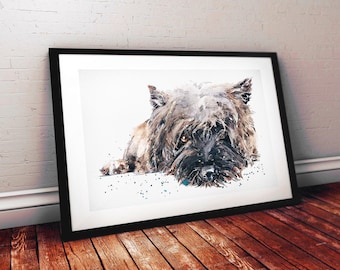Steenhoopterriër | Originele 20 x 16 inch aquarel | Cadeau hondenliefhebber | Edswatercolours