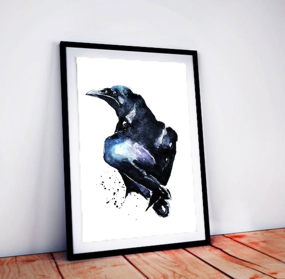 ワタリガラスの水彩画プリント｜鳥好きへのギフト｜Edswatercolours
