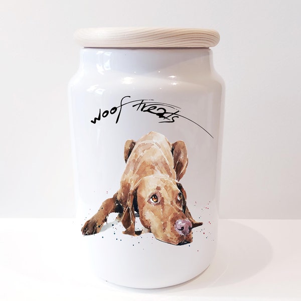 Vizsla Ceramic Treats Jar. Vizsla Canister,Vizsla jar.Vizsla,Vizsla Doggie treats container,Vizsla goodies jar,Vizsla food snacks canister