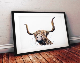 Vaca de las Tierras Altas / Acuarela original / Regalo para amantes de las vacas / Edswatercolours