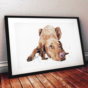 Vizsla - Calm before the Storm"  Print Watercolour. Vizsla art,Vizsla print,Vizsla Watercolour,Vizsla Wall Decor, Vizsla Wall Hanging.