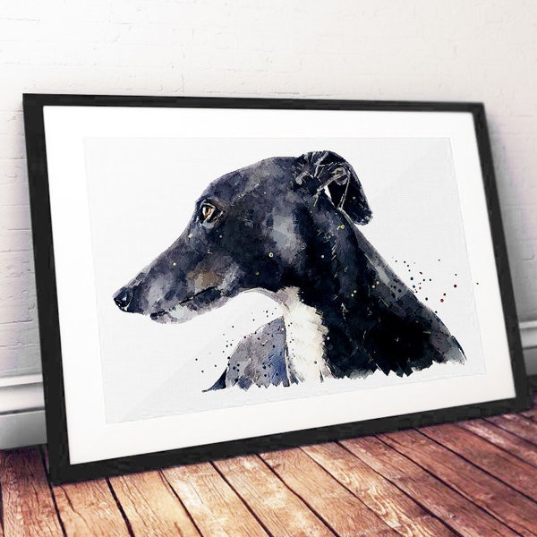 Un sou pour vos pensées. » Imprimer Aquarelle.whippet art,whippet print,whippet aquarelle,whippet wall art,whippet art décor