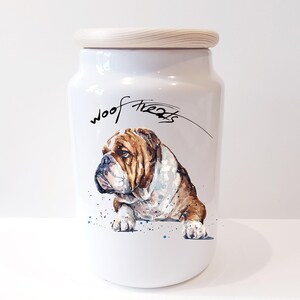 English Bulldog Ceramic Treats Jar.English Bulldog Canister,English Bulldog jar,English Bulldog Doggie treats container,Bulldog storage jar