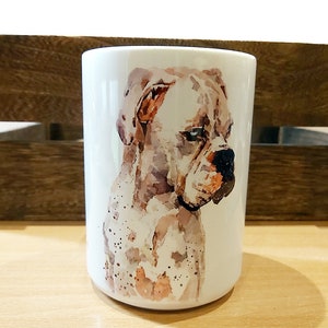 Large White Boxer Ceramic Mug 15 oz-  Boxer Coffee Mug, Boxer mug gift ,Boxer Mug