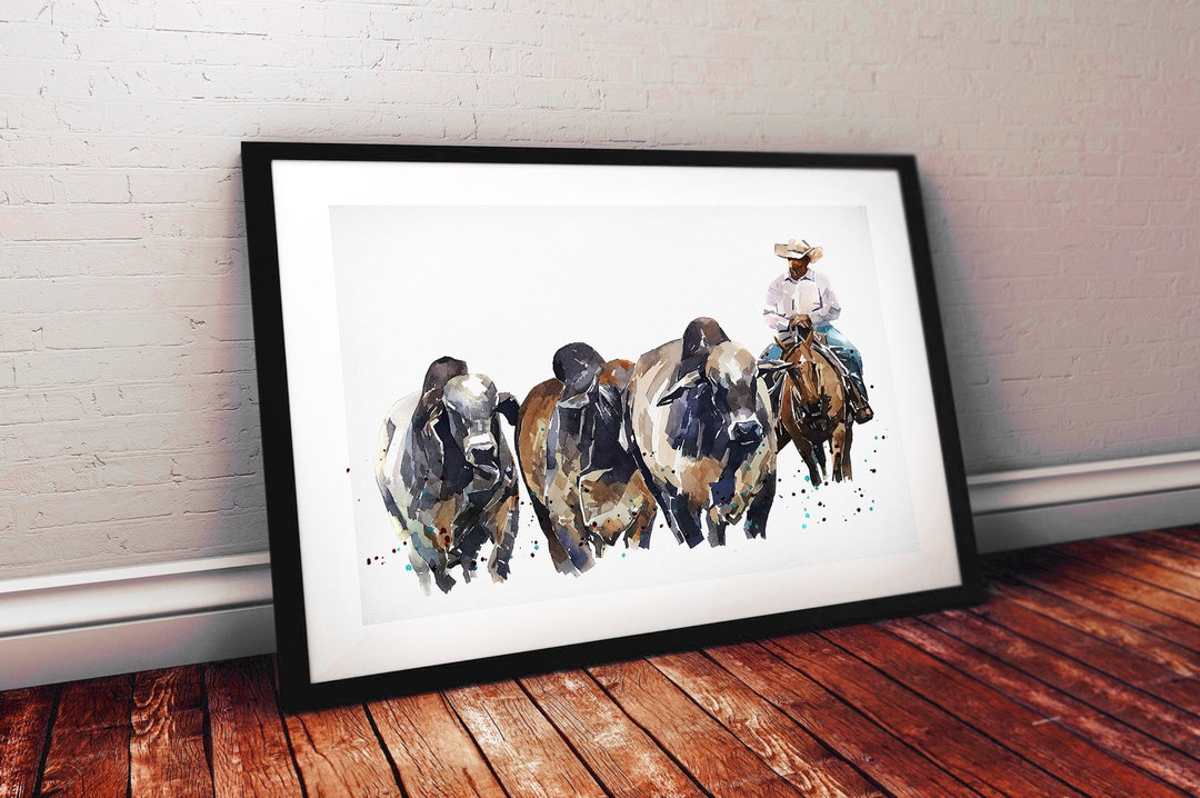 Brahman Cattle | Original Watercolour | Cow Lover Gift ...