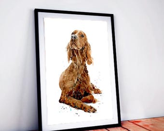 Red Setter Version II | Hund Kunstdruck | Eds Aquarell