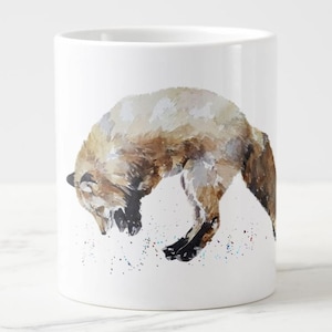 Mousing Fox Ceramic Mug 15 oz- Fox  Coffee Mug, Fox mug gift ,Fox  Mug, Fox watercolour mug, Fox cup