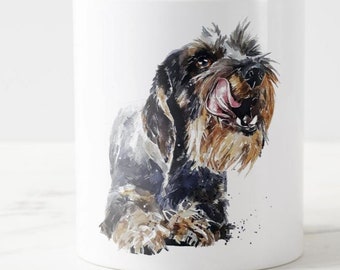 Wirehaired Dachshund Version III Ceramic Mug 15oz | Dog Lover Gift | Edswatercolours