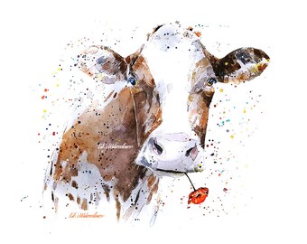 Vaca - Campanha da Papoula | Impressão artística para amantes de vacas | Edswatercolours