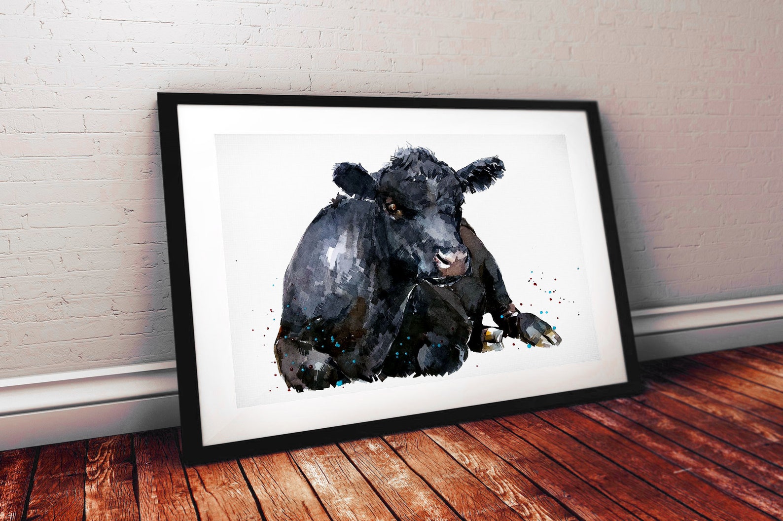 Aberdeen Angus Cow Watercolour.Aberdeen Angus Cow Etsy