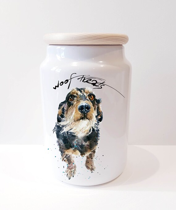 Wirehaired Dachshund Ceramic Tea,Coffee and Sugar Storage Jars.Wirehaired Dachshund Canisters,Wire Doxie Storage Jars,Wire Doxie kitchenware 
