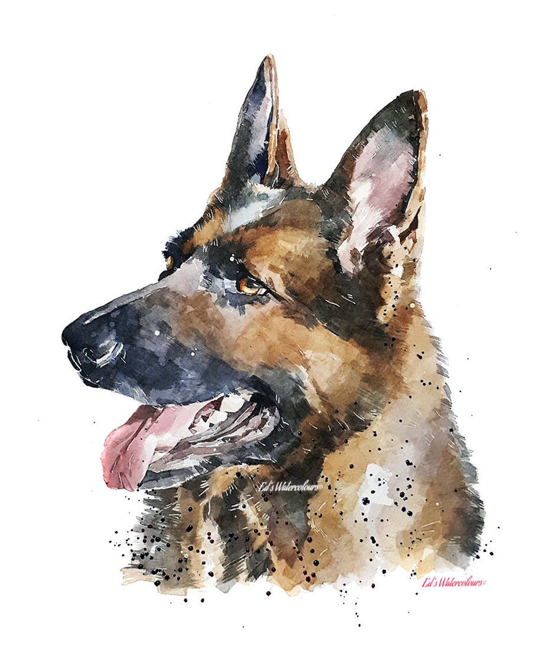 ジャーマン　シェパード　油絵　手描き　原画　油彩画 PET174】ジャーマンシェパード 犬アート 水彩 いぬの絵