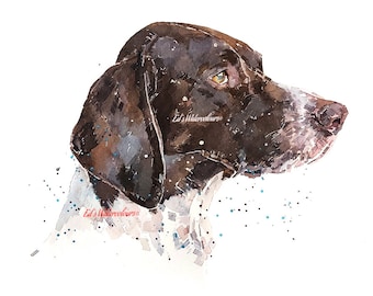 Pointeur allemand à poil court - The Thinker " Print Aquarelle, German Shorthaired Pointer, GSP print, GSP Art