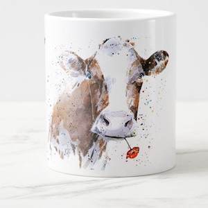Grande tazza di ceramica per mucche di papavero 15 once - Tazza di caffè di mucca, regalo tazza di mucca, tazza di mucca, tazza di mucca, amante della mucca, regalo per l'amante della mucca, regalo di mucca per lei, regalo per lui