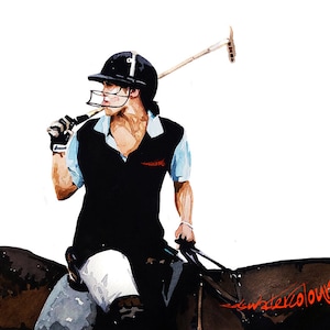 Polo Player IV - Polo Player &quot;Original  Watercolour A3 (38*58cm/15*23 Inches) ,polo sport art,polo painting,polo female player,polo wall art