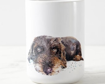 Brown Wirehaired Dachshund Ceramic Mug 15oz | Dog Lover Gift | Edswatercolours