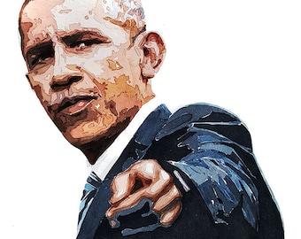 Barack Obama - Imprimir Acuarela.Arte de Barack Obama,Impresión de Barack Obama,Acuarela de Barack Obama,Arte de pared de Barack Obama,Decoración de pared de Barack Obama