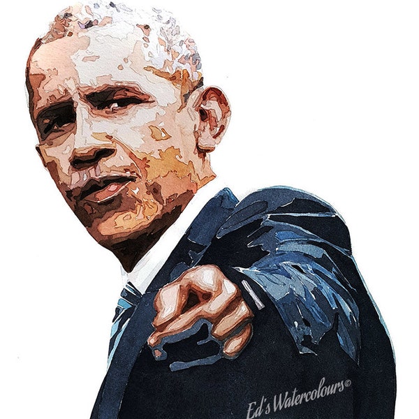 Barack Obama - Print Watercolour.Barack Obama art,Barack Obama print,Barack Obama watercolour,Barack Obama wall art,Barack Obama wall decor