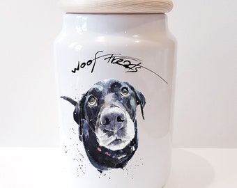 Black Labrador Ceramic Treats Jar. Labrador canister,Labrador dog treats jar, Labrador Treats container,labrador snacks jar