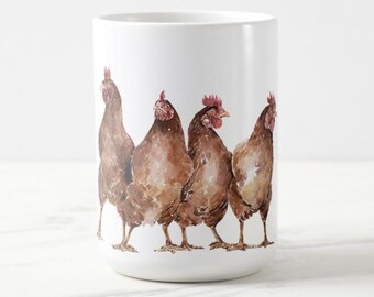 Chickens Ceramic Mug 15oz | Chicken Lover Gift | Edswatercolours