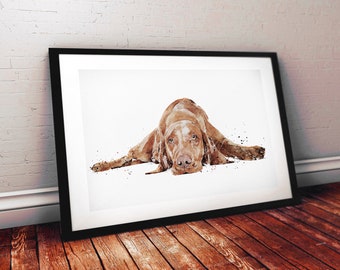 Vizsla sound awake.&quot; Print Watercolour.Vizsla art,Vizsla print,Vizsla Watercolour,Vizsla Wall Decor, Vizsla Wall Hanging,Dog Art Print.