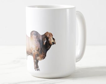 Keramische mok Brahman Bull 15oz | Cadeau koeienliefhebber | Edswatercolours