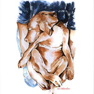 A Mother's Love Vizsla" Print Watercolour.Vizsla art,Vizsla print,Vizsla Watercolour,Vizsla Wall Decor, Vizsla Wall Hanging,Dog Art Print.