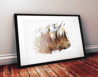 Highland Cow II| Cow Lover Art Print | Edswatercolours