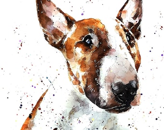 Bull Terrier Perfection" Print Watercolour.Bull Terrier art,Bull Terrier print,Bull Terrier watercolour,Bull Terrier wall art