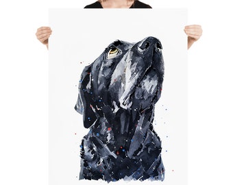 Black Labrador III" Print Watercolour,Black Labrador,Black Labrador Art,Black LabradorPrint,Black Labrador wall hanging