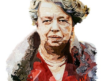 Eleanor Roosevelt in Colour " Print Watercolour.Eleanor Roosevelt art,Eleanor Roosevelt watercolour,Eleanor Roosevelt Print