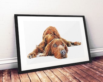 Rot Setzer | Hund Kunstdruck | Eds Aquarell