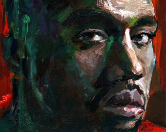 Kanye WEST peinture à l’huile ART originale, portrait, signée, faite à la main