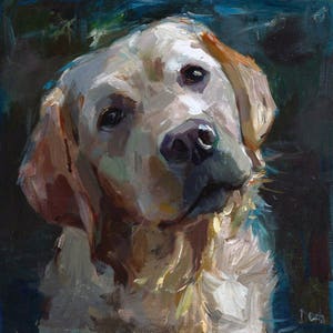 Portrait de chien personnalisé, portrait d'animal de compagnie, peinture à l'huile, peinture animalière, oeuvre d'art originale, 8 x 8, 8 x 10, 11 x 14 pouces et plus image 1