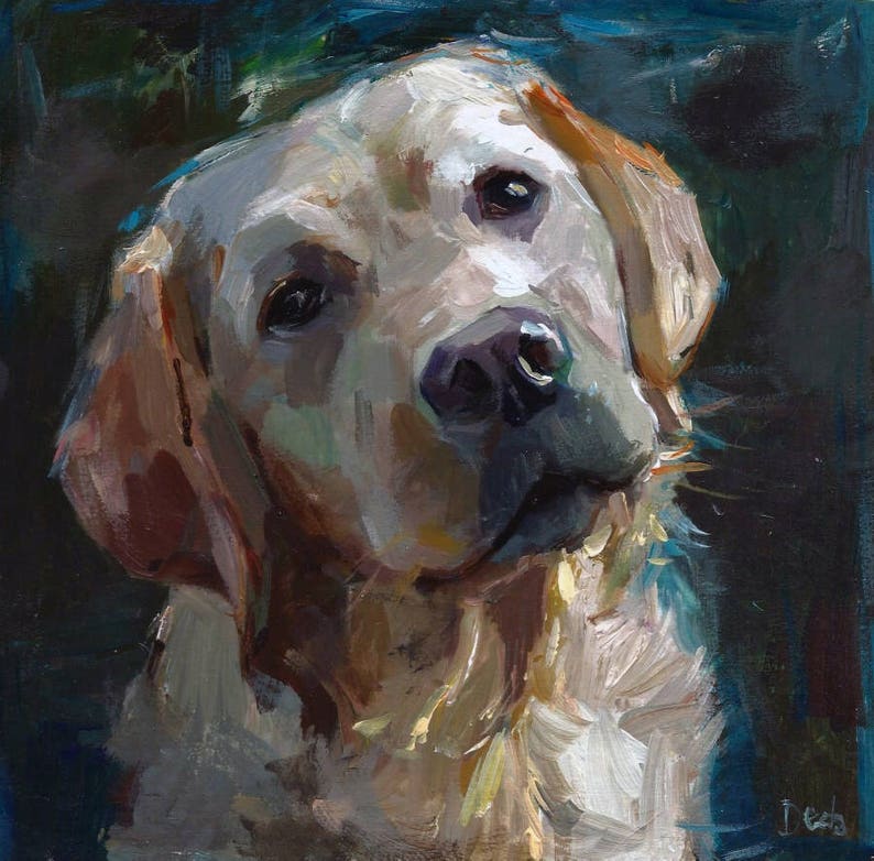 Portrait de chien personnalisé, portrait d'animal de compagnie, peinture à l'huile, peinture animalière, oeuvre d'art originale, 8 x 8, 8 x 10, 11 x 14 pouces et plus image 1