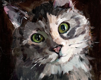 Portrait de chat personnalisé, peinture à l'huile, peinture de chat, oeuvre d'art originale, oeuvre d'art chaton, huile personnalisée, 10 x 8, 11 x 14 pouces et plus