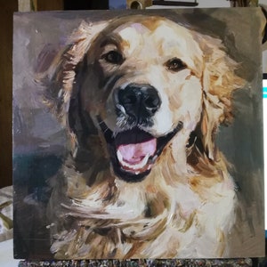 Portrait de chien personnalisé, portrait d'animal de compagnie, peinture à l'huile, peinture animalière, oeuvre d'art originale, 8 x 8, 8 x 10, 11 x 14 pouces et plus image 7