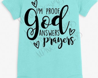 God Answers Prayers svg, Religious onesie, Baby onesie, Newborn svg, Baby svg, Rainbow baby svg
