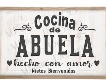 Cocina de Abuela SVG, Grandma&#39;s kitchen, Spanish grandma&#39;s kitchen, Cocina, Kitchen, made with love svg, hecho con amor svg
