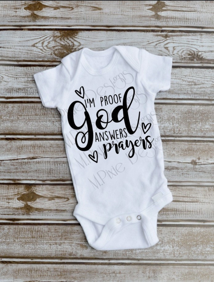 God Answers Prayers svg, Religious onesie, Baby onesie, Newborn svg, Baby svg, Rainbow baby svg